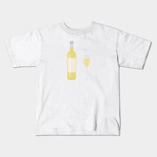 Glass Of White Wine And Wine Bottle Kids T-Shirt